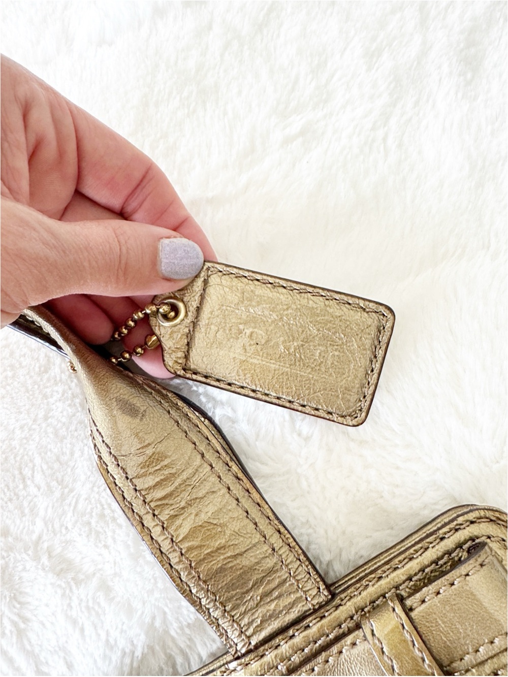 Vintage Y2K Coach Gold Patent Metallic Leather Satchel handbag Purse - Picture 3 of 9